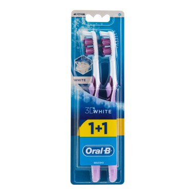 Зубная щетка Oral-B 3D White Отбеливание, средняя, сереневый, 2 шт. - фото 1