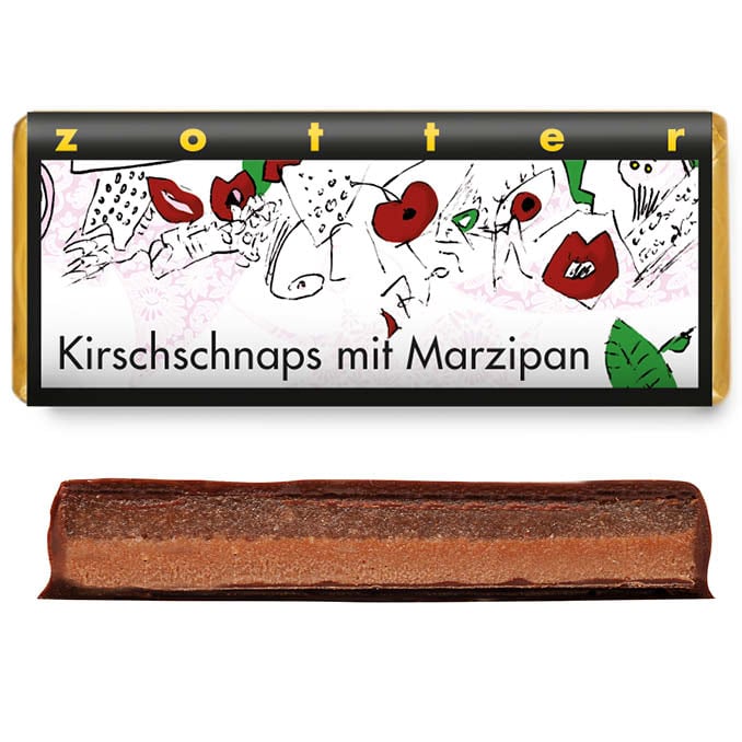 Шоколад черный Zotter Cherry Brandy with Marzipan органический 70 г - фото 3