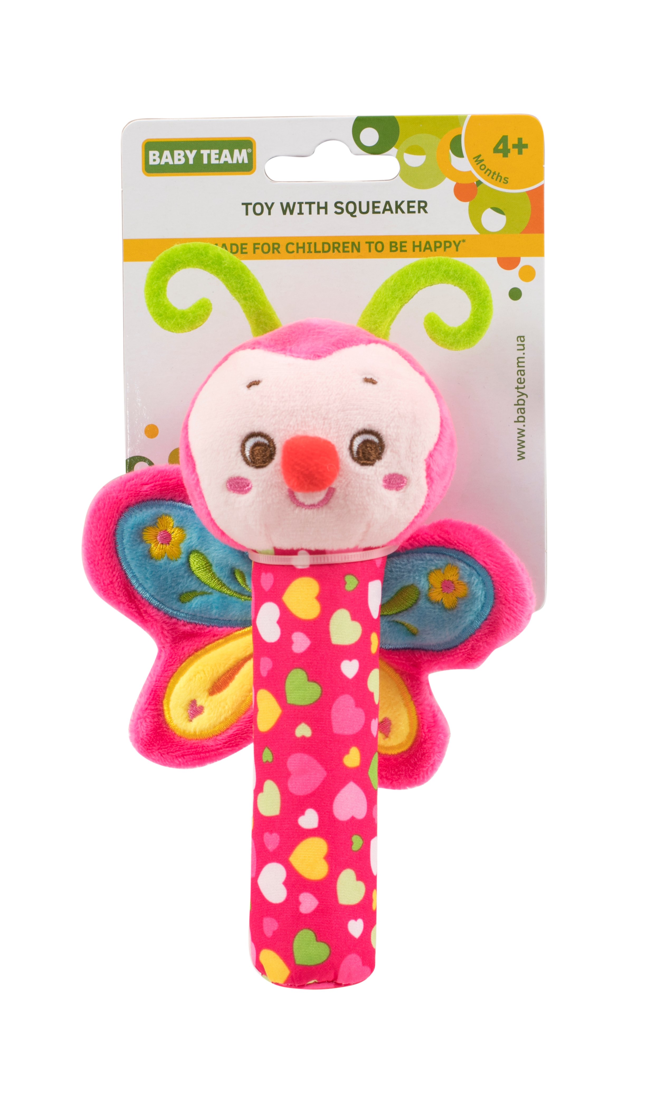 Іграшка-пищалка Baby Team Метелик, рожева (8500_Бабочка_розовая) - фото 1