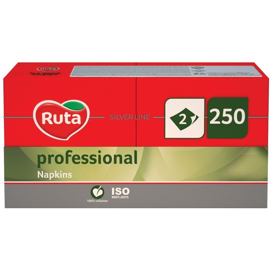 Серветки Ruta Professional, двошарові, 32,5х32,5 см, 250 шт., червоні - фото 1