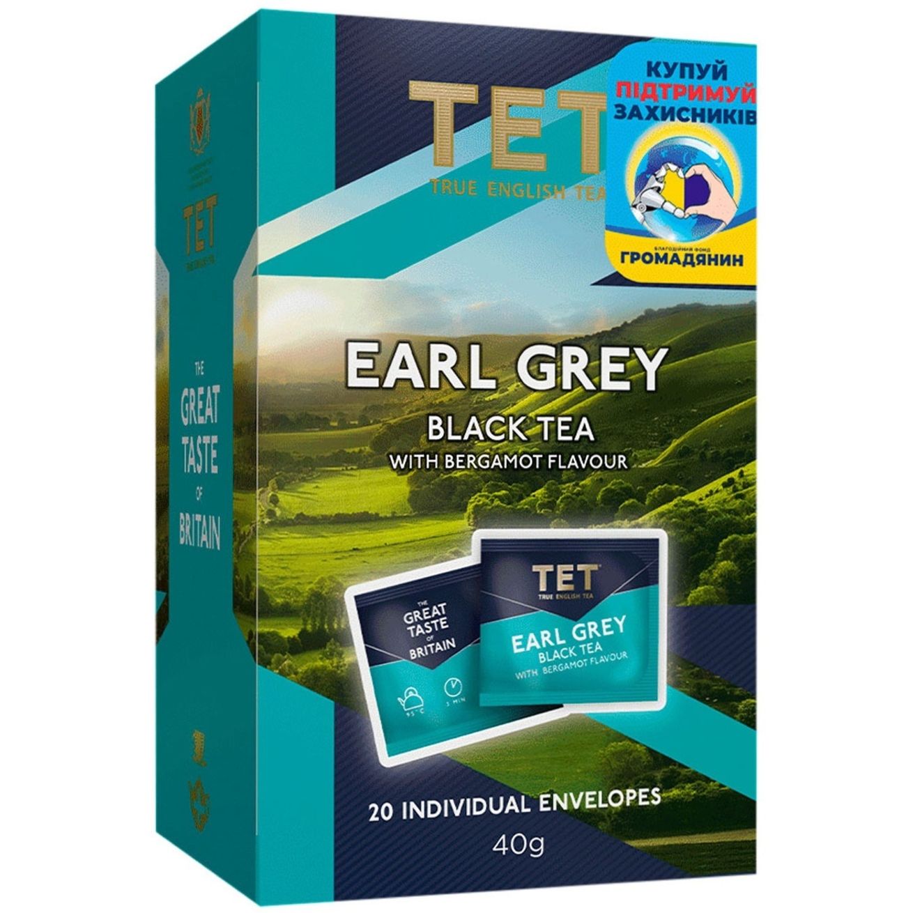 Чай чорний ТЕТ Earl Grey з бергамотом, 40 г (20 шт. х 2 г) (808302) - фото 1