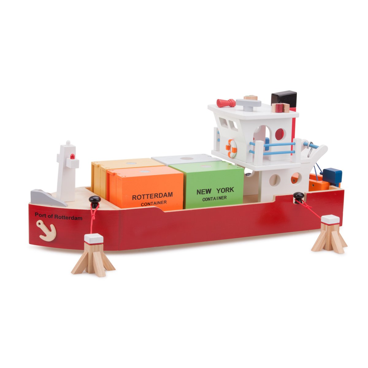 Контейнерне судно New Classic Toys із контейнерами, червоний (10900) - фото 1