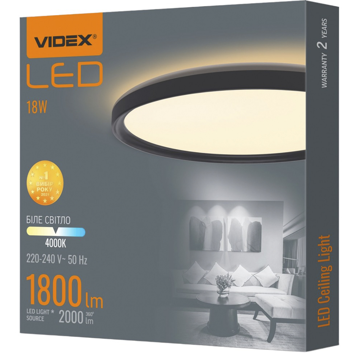 Світильник Videx LED DL3R 18W 4000K з декоративною підсвіткою круглий чорний (VL-DL3R-184B) - фото 1