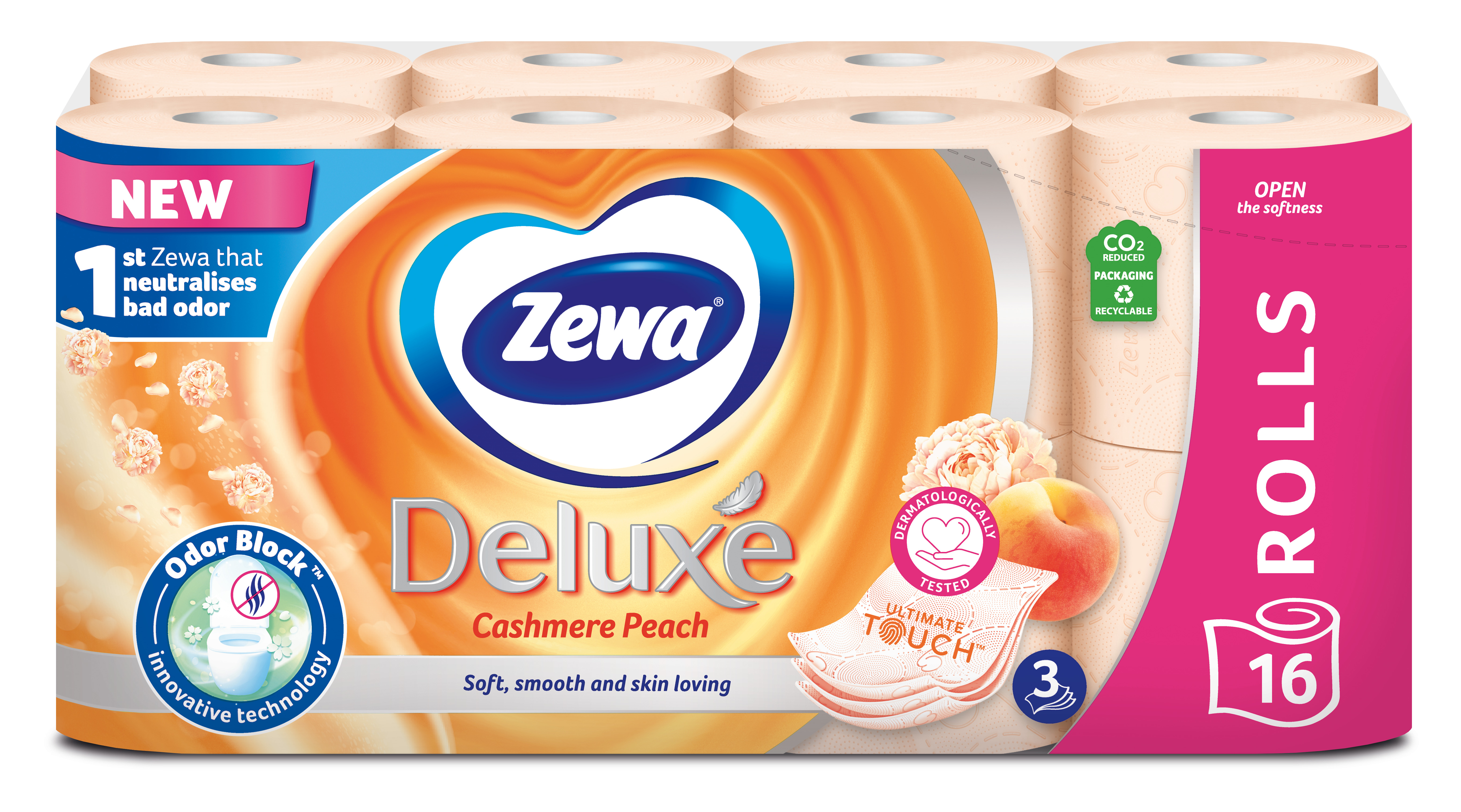 Туалетная бумага Zewa Deluxe Персик, трехслойная, 16 рулонов - фото 2