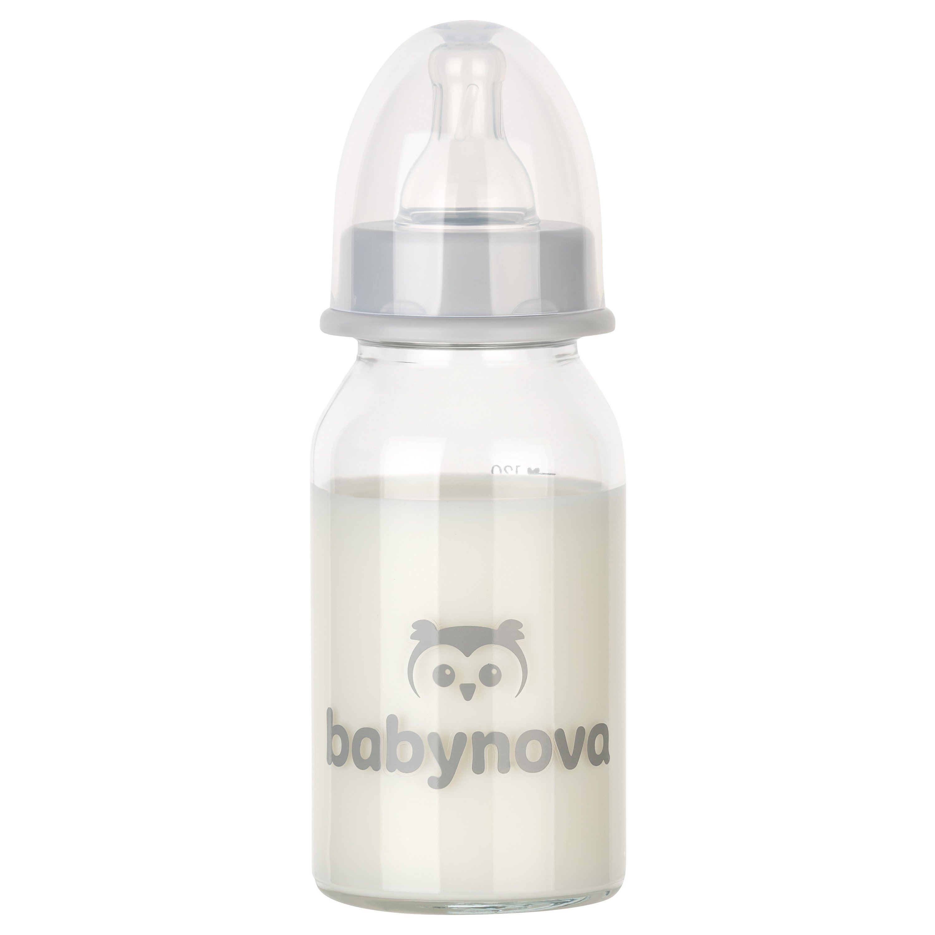 Бутылочка для кормления Baby-Nova, стеклянная, 125 мл, белый (3960310) - фото 1