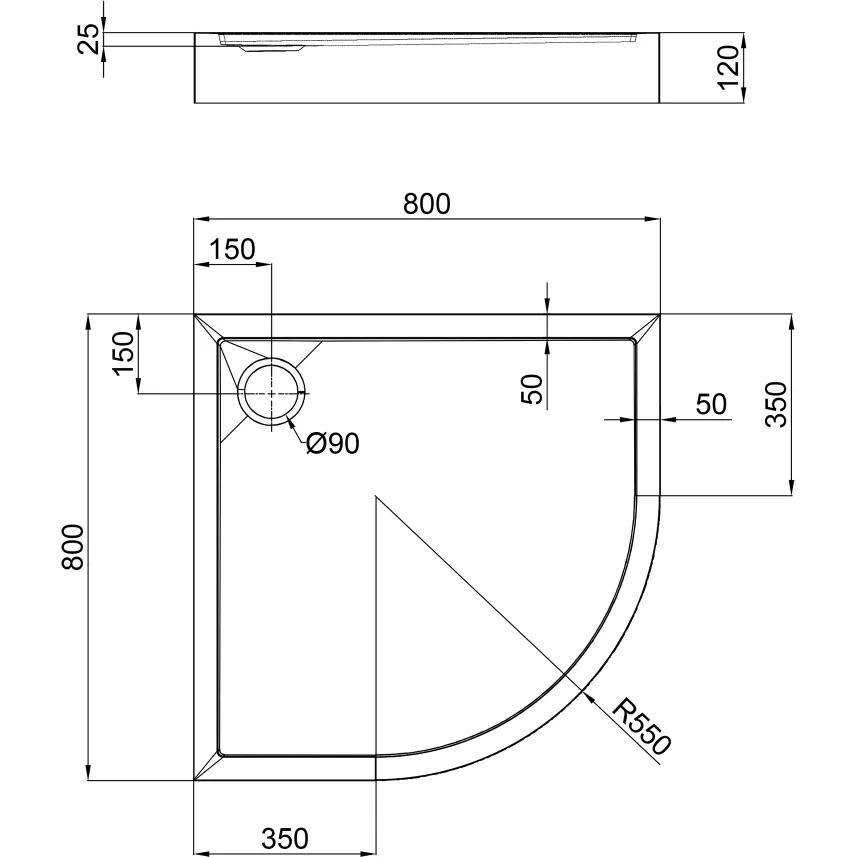 Душова кабіна Lidz Latwa SC80x80.SAT.LOW.GR скло тоноване 4 мм з душовим піддоном Qtap Robin 308 - фото 4