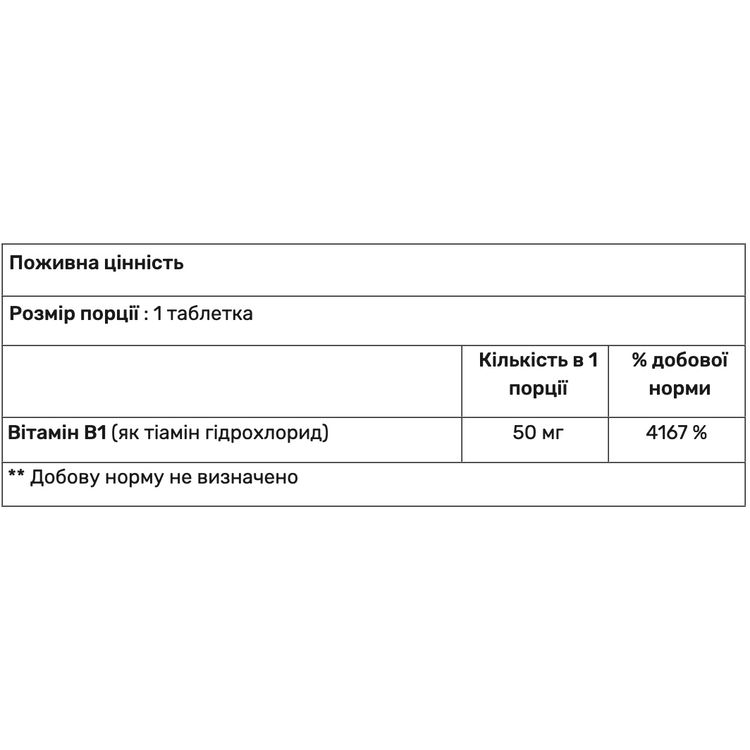 Вітамін В1 Haya Labs Thiamine 50 мг 100 таблеток - фото 2