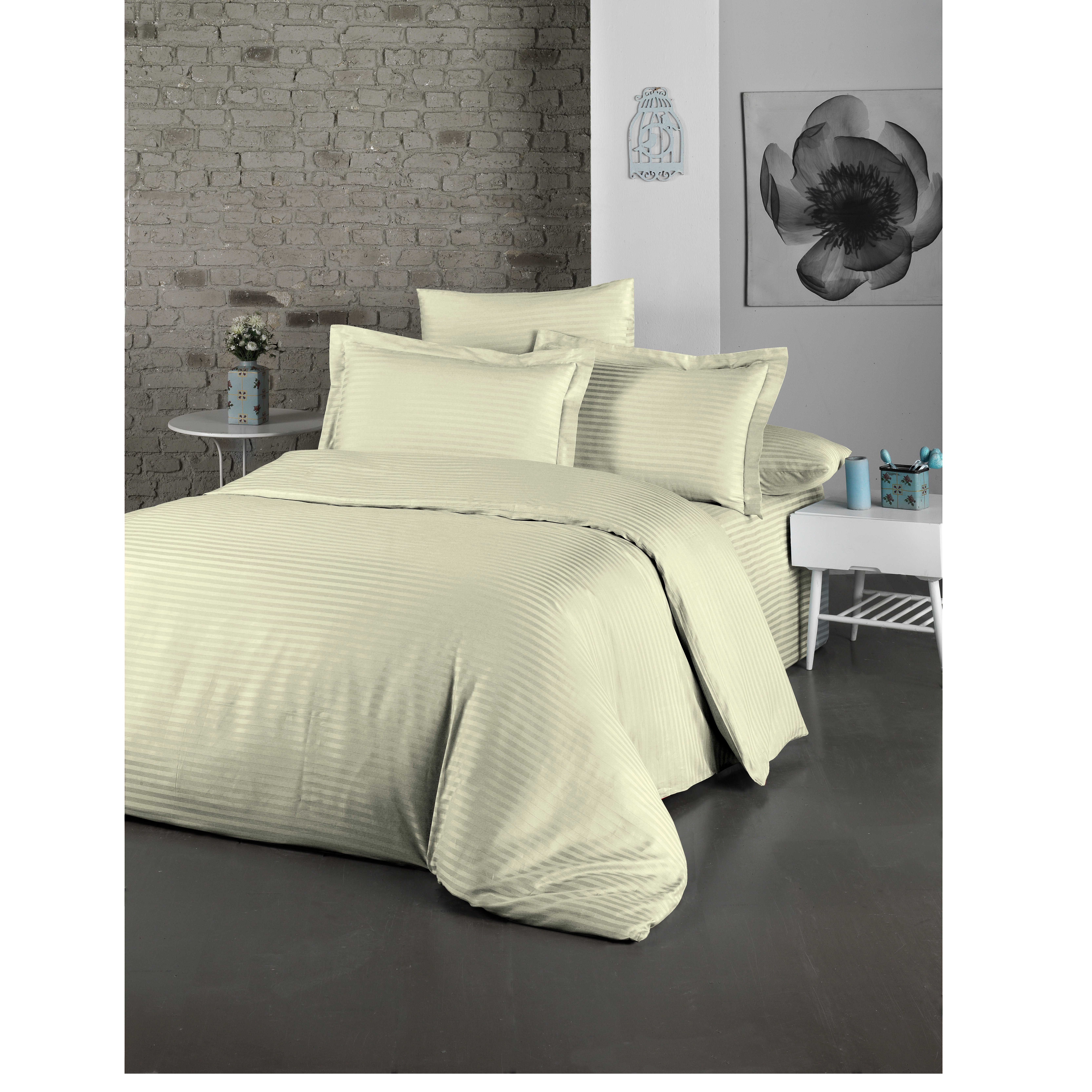 Комплект постельного белья LightHouse Exclusive Sateen Stripe Lux, сатин, евростандарт, 220x200 см, кремовый (2200000550163) - фото 1