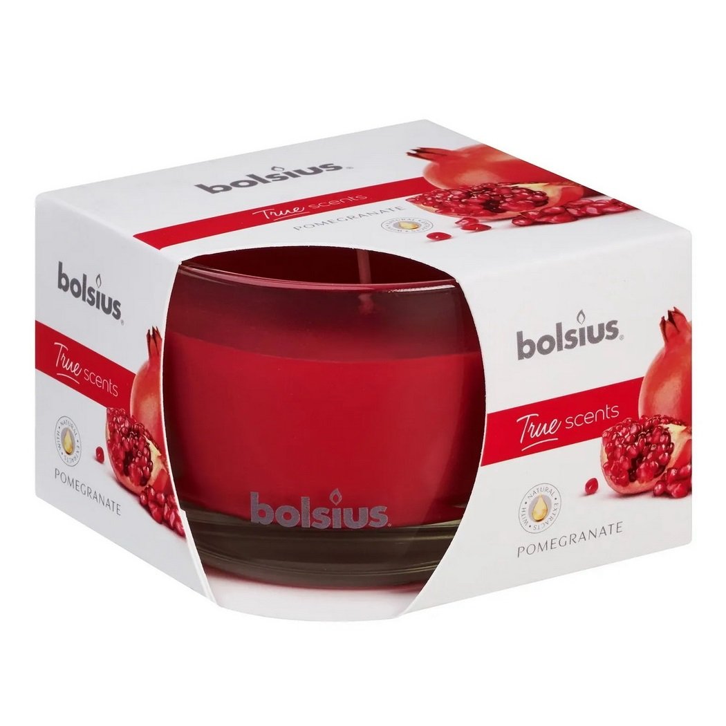 Свеча Bolsius True scents Гранат, в стекле, 9х6,3 см, красный (170415) - фото 1