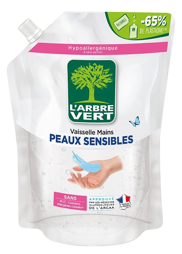 Жидкость для мытья посуды L'Arbre Vert Чувствительная кожа, запасной блок, 1 л - фото 1