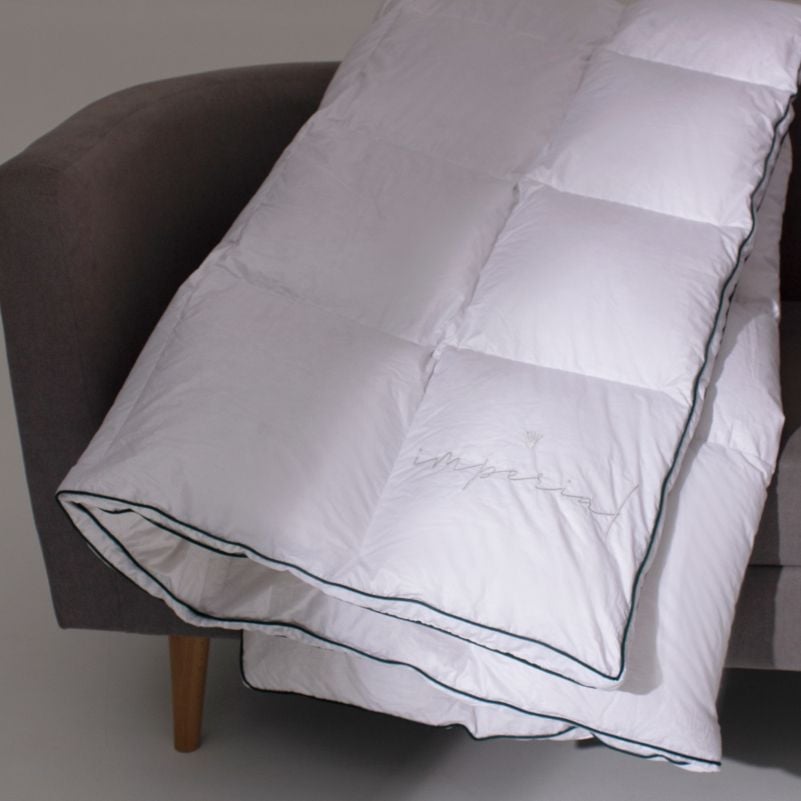 Одеяло пуховое MirSon Imperial Delight, зимнее, 110х140 см, белое с зеленым кантом - фото 5