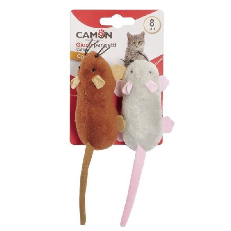 Іграшка для котів Camon Миша з кишенею для котячої м'яти, 8 см, 1 шт., в асортименті - фото 1