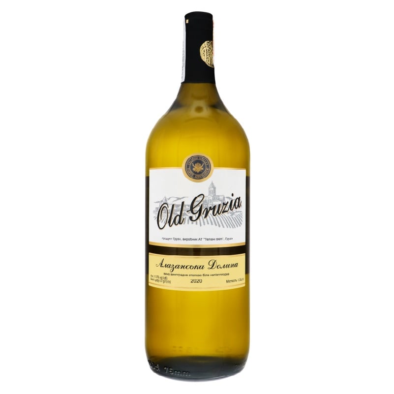 Вино Old Gruzia Алазанська Долин, біле, напівсолодке, 11,5%, 1,5 л - фото 1
