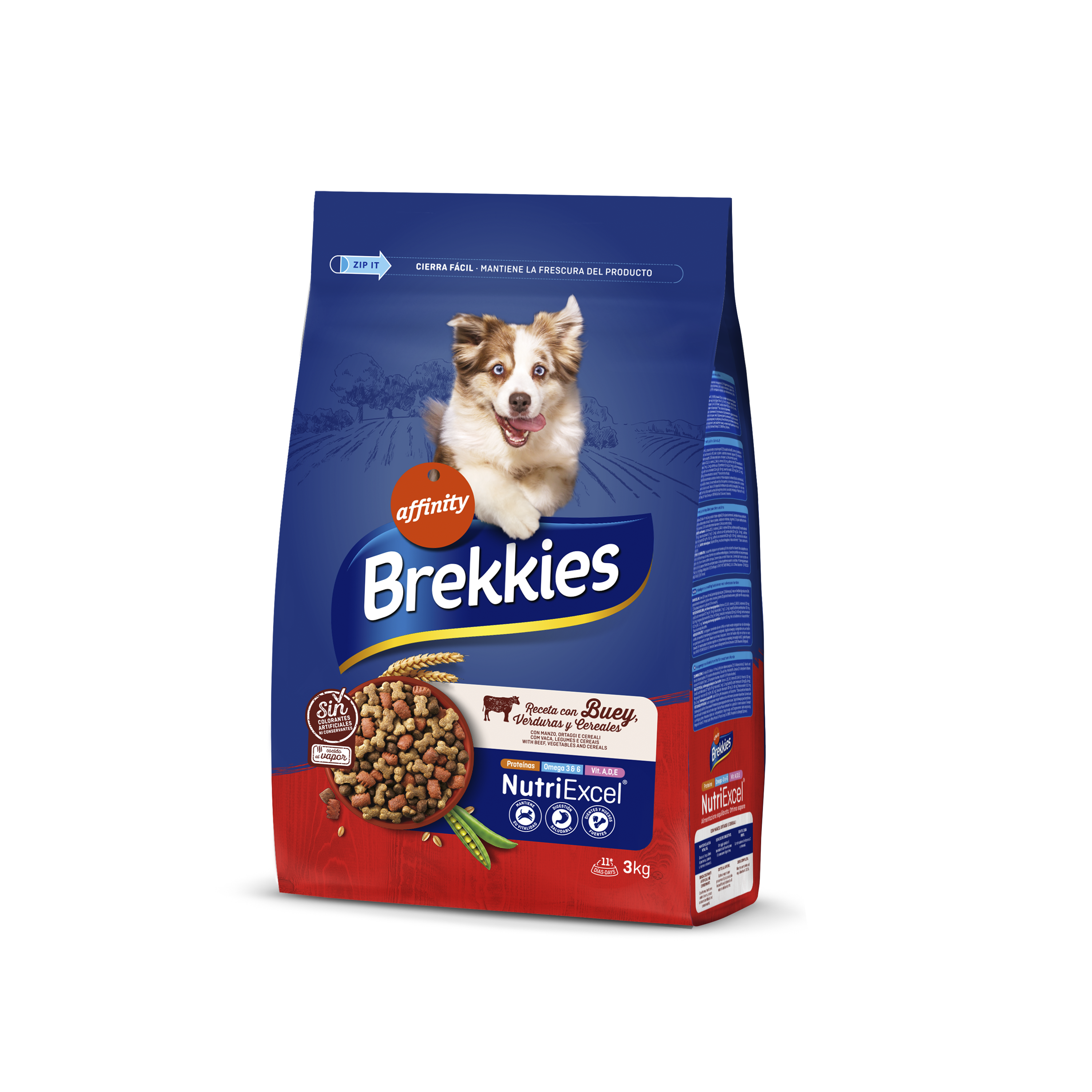 Сухой корм для взрослых собак всех пород Brekkies Dog Beef, с говядиной, 3 кг - фото 1