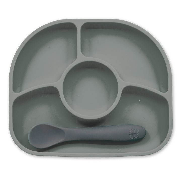 Силіконова тарілка на присосці з ложкою BBluv, сірий (B0153-G) - фото 1