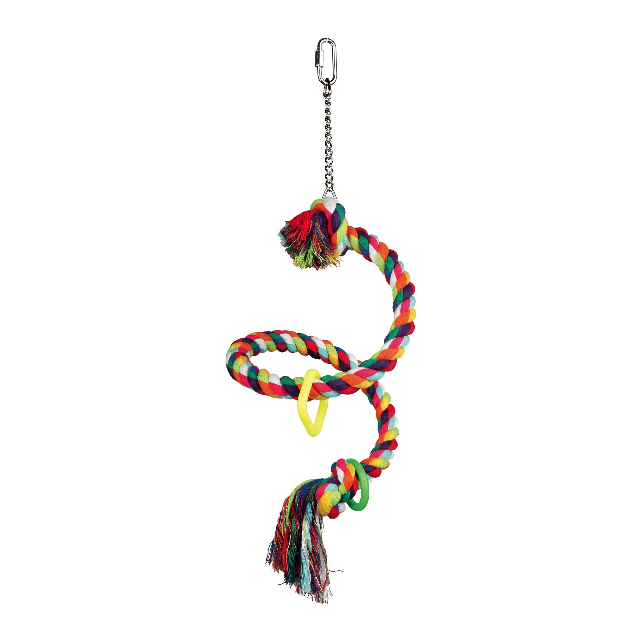 Іграшка для птахів Trixie Підвісна Канат плетений, з пластиковими кільцями, 50 см (5164) - фото 1