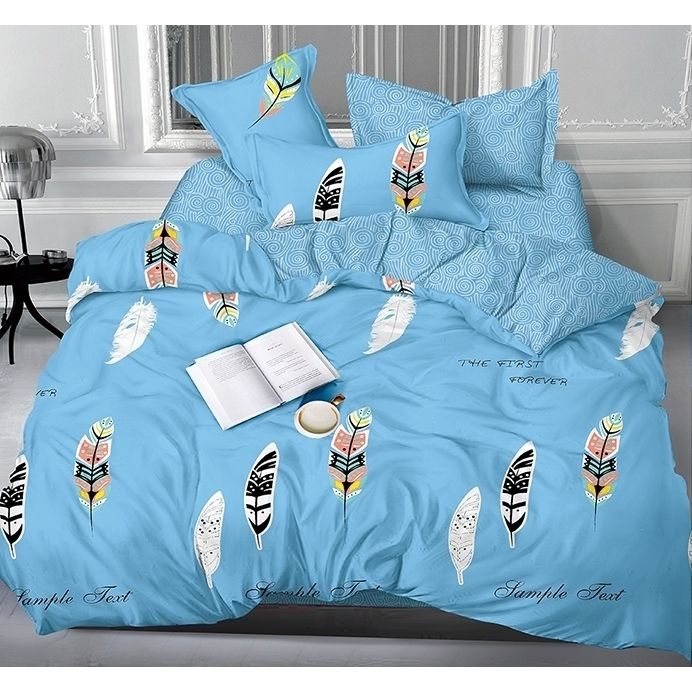 Комплект постельного белья TAG Tekstil с компаньоном King Size Голубой 000142261 (S363) - фото 1