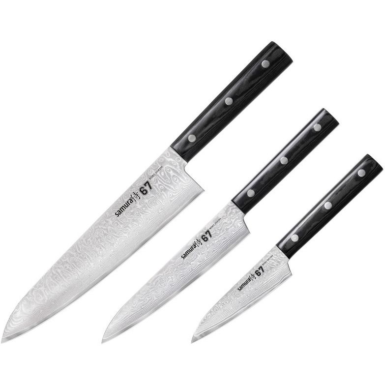 Набір із 3-х кухонних ножів Samura Чорний 000267214 - фото 1