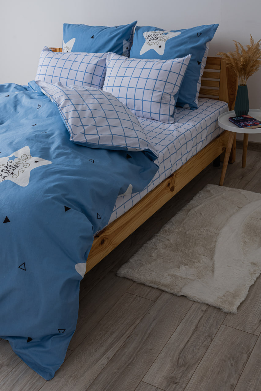 Комплект постельного белья ТЕП Soft dreams Twinkle Stars евро голубой с белым (2-03859_25350) - фото 3