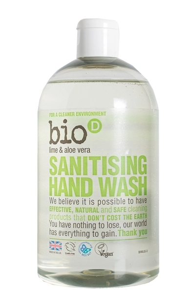 Органічне дезінфікуюче рідке мило Bio-D Sanitising Hand Wash Lime&Aloe Vera, лайм і алое вера, 500 мл - фото 1