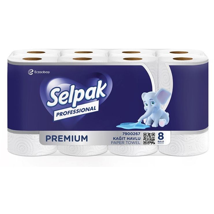 Паперові рушники Selpak Professional Premium тришарові 8 рулонів - фото 1