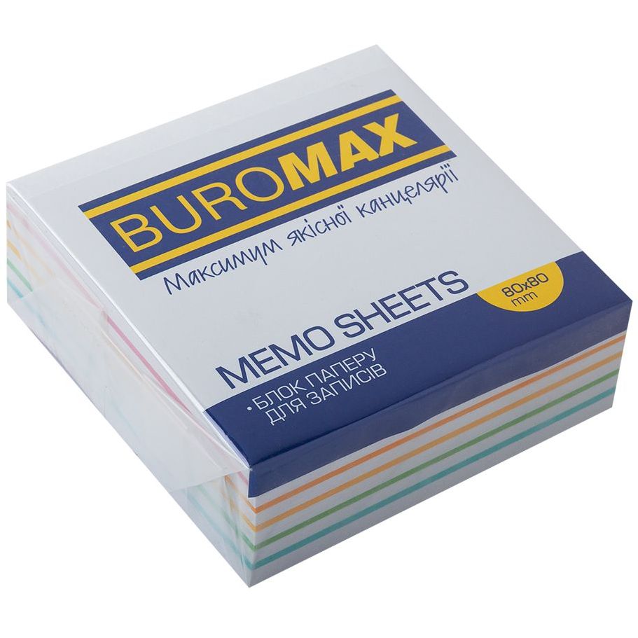 Блок бумаги для заметок Buromax Радуга проклеенный 80х80х30 мм разноцветный (BM.2232) - фото 1