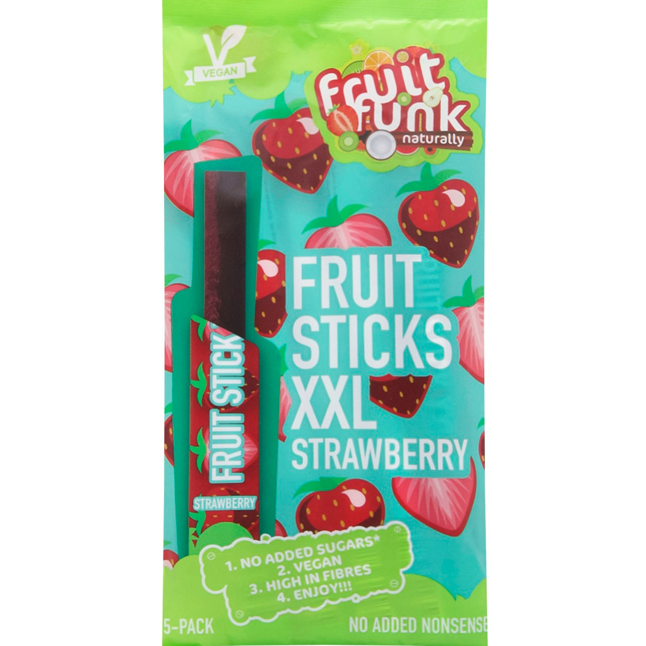 Жувальні цукерки Fruit Funk Fruit Stic XXL Strawberry 100 г (5 шт. по 20 г) - фото 1