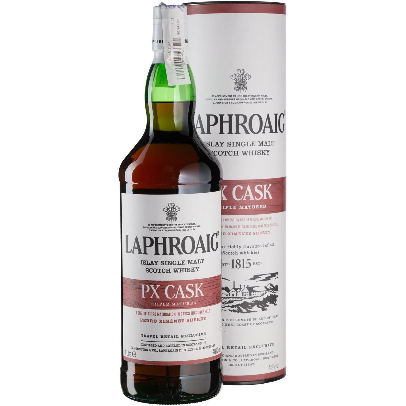 Віскі Laphroaig Pedro Ximenez Cask Single Malt Scotch Whisky 48% 1 л у тубусі - фото 1