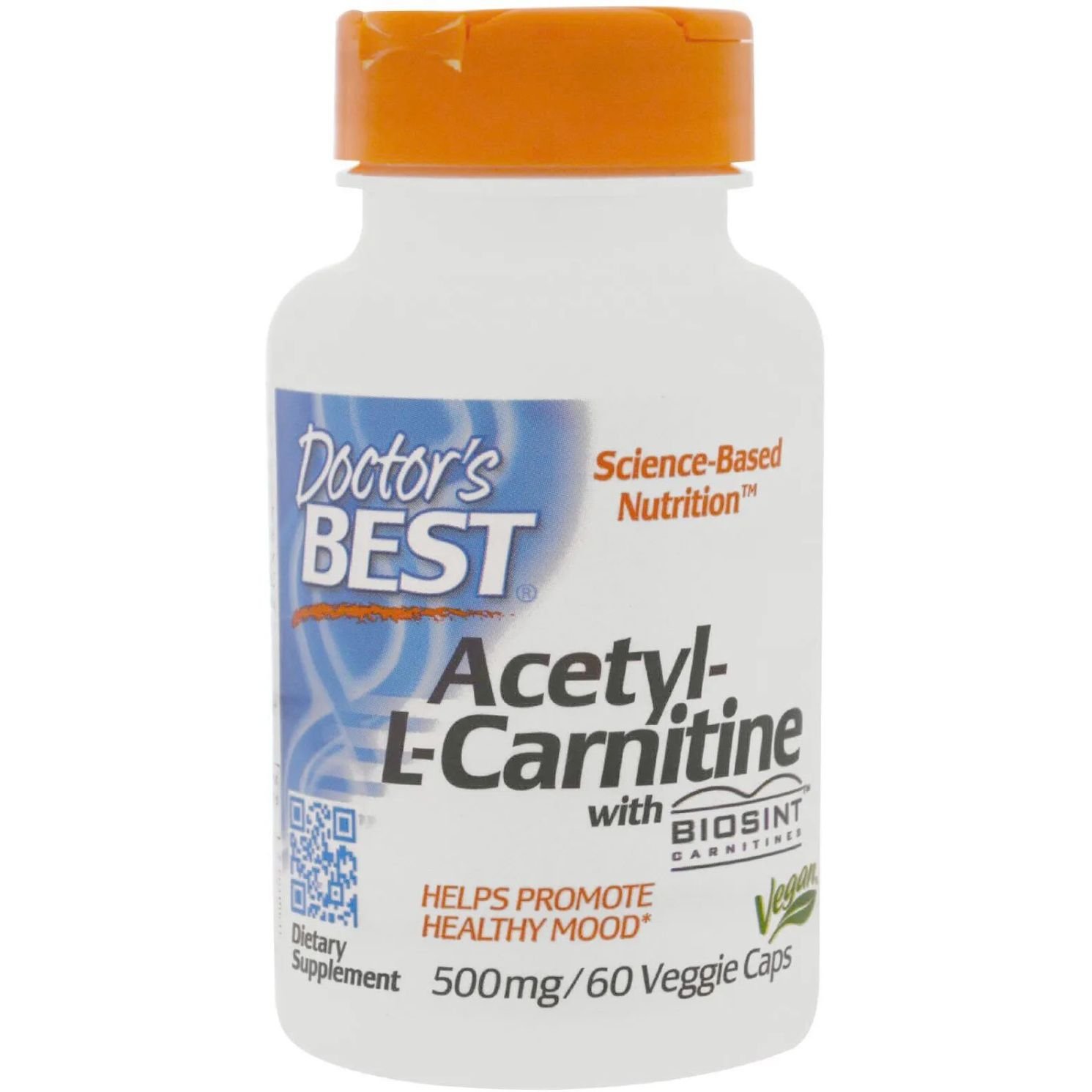 Ацетил L-Карнитин Doctor's Best Acetyl-L-Carnitine with Biosint 500 мг 60 гелевых капсул. - фото 1