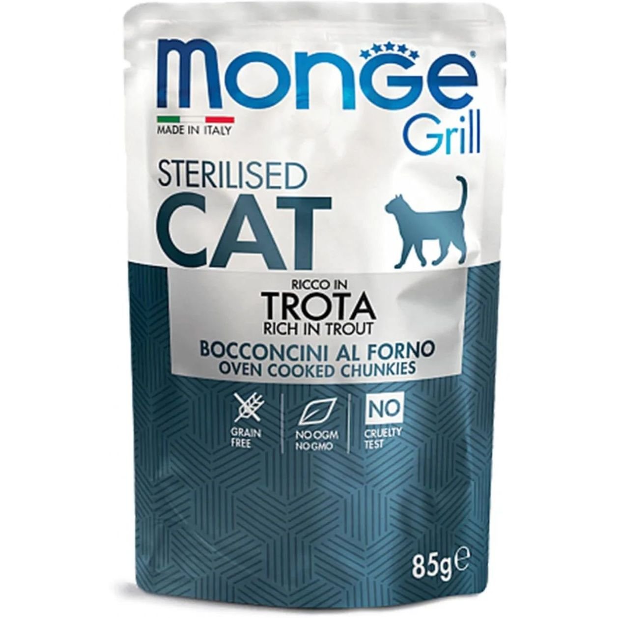 Вологий корм Monge Cat Grill Sterilised форель, 85 г (70013659) - фото 1