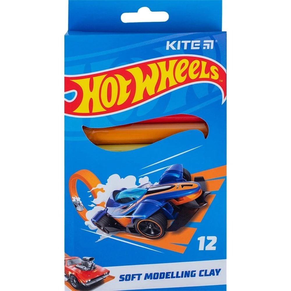 Пластилин восковый Kite Hot Wheels 12 цветов 200 г (HW23-086) - фото 1