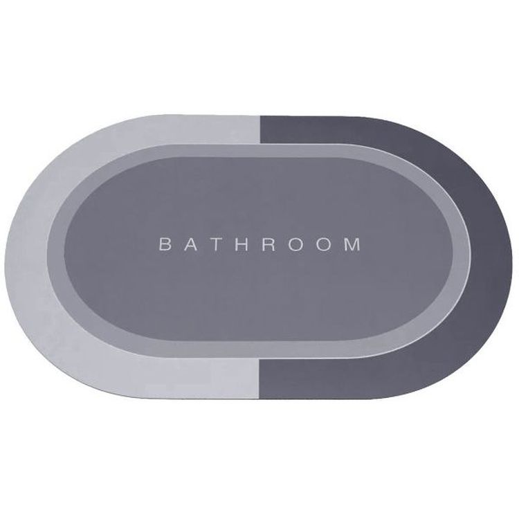 Коврик суперпоглащающий в ванную Stenson 80x50 см овальный серый (26292) - фото 1