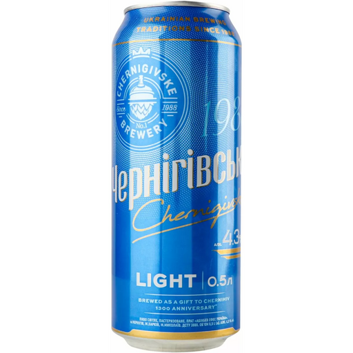 Пиво Чернігівське Light, светлое, 4,3%, ж/б, 0,5 л - фото 1