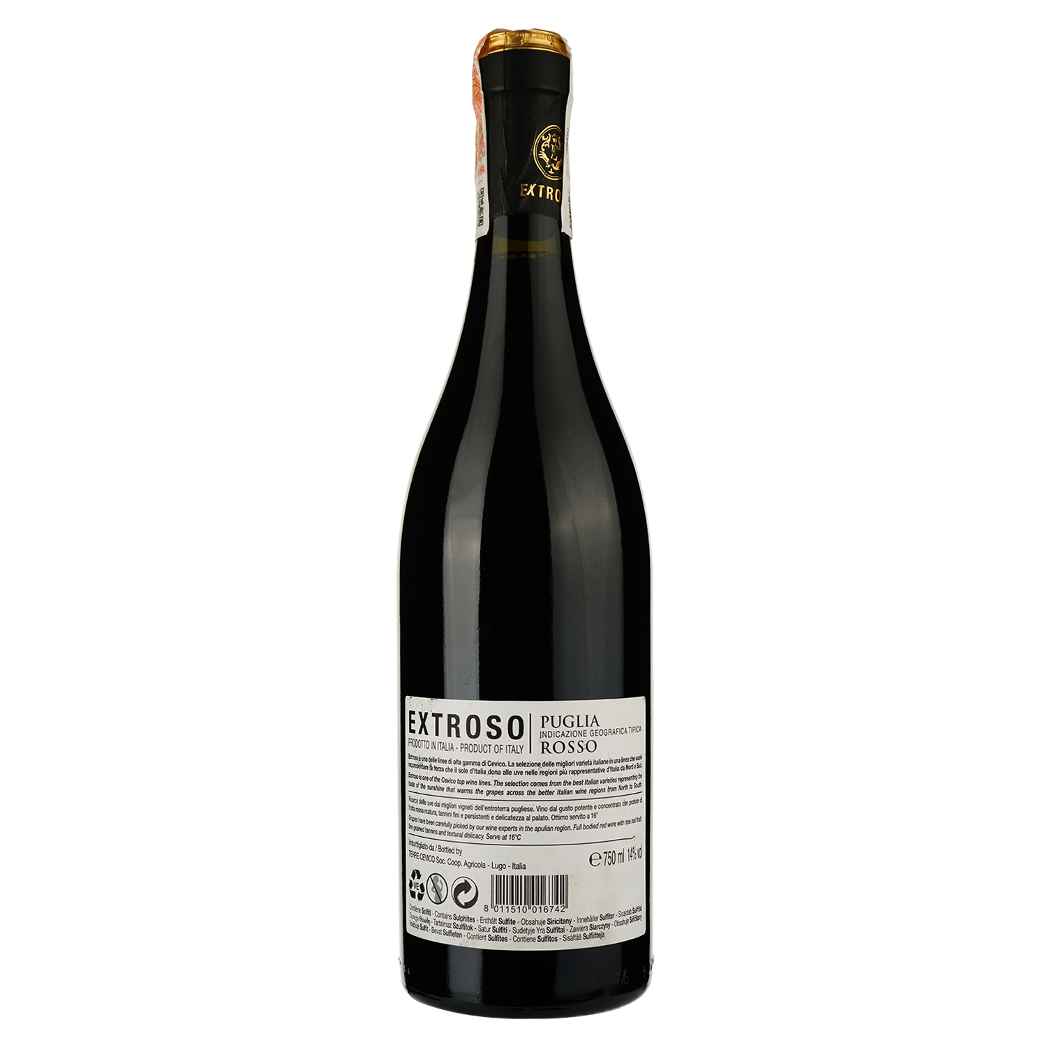 Вино Extroso Puglia IGP Rosso, красное, сухое, 14%, 0,75 л - фото 2