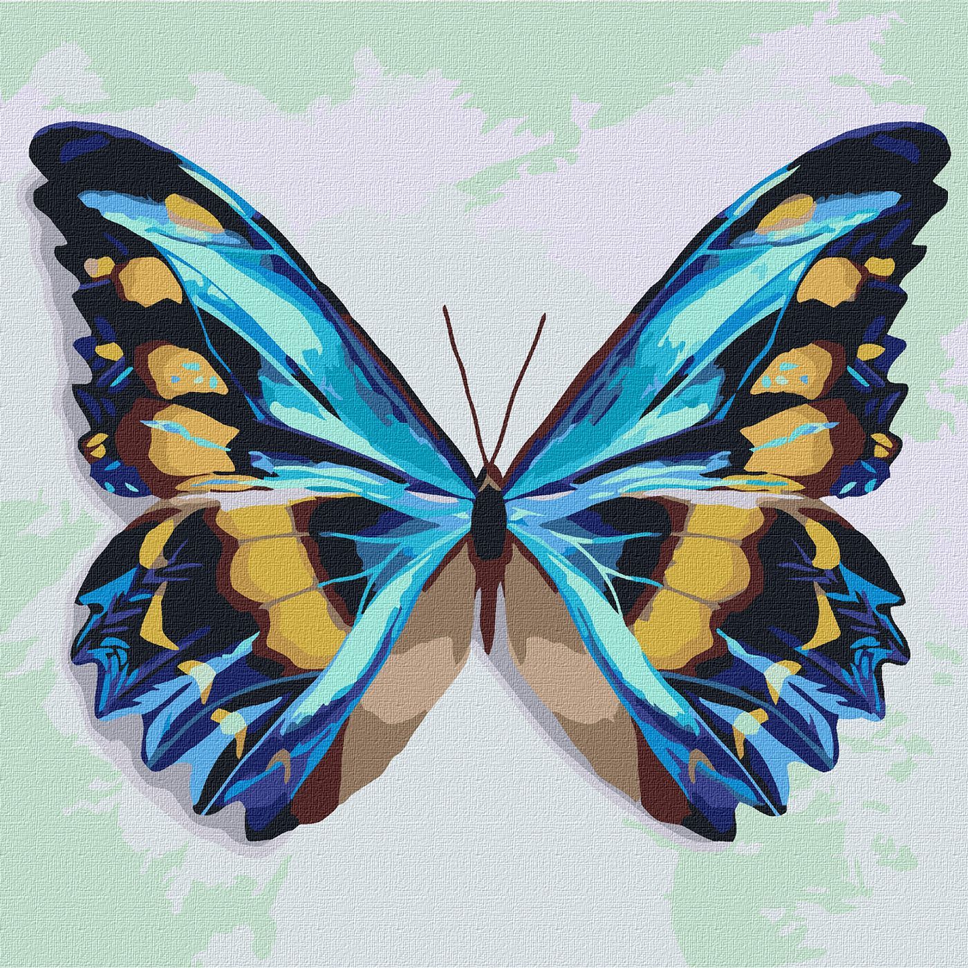 Набор для росписи по номерам Ідейка Голубая бабочка, 25х25 см (KHO4207) - фото 1