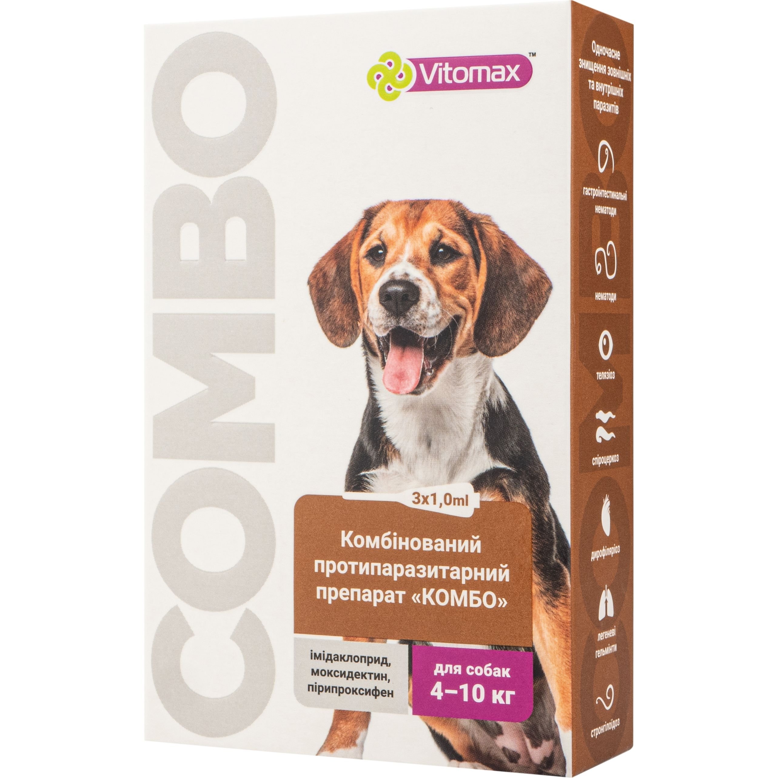 Краплі Vitomax комбо для собак 4 -10 кг, 1.0 мл, 3 шт. - фото 2