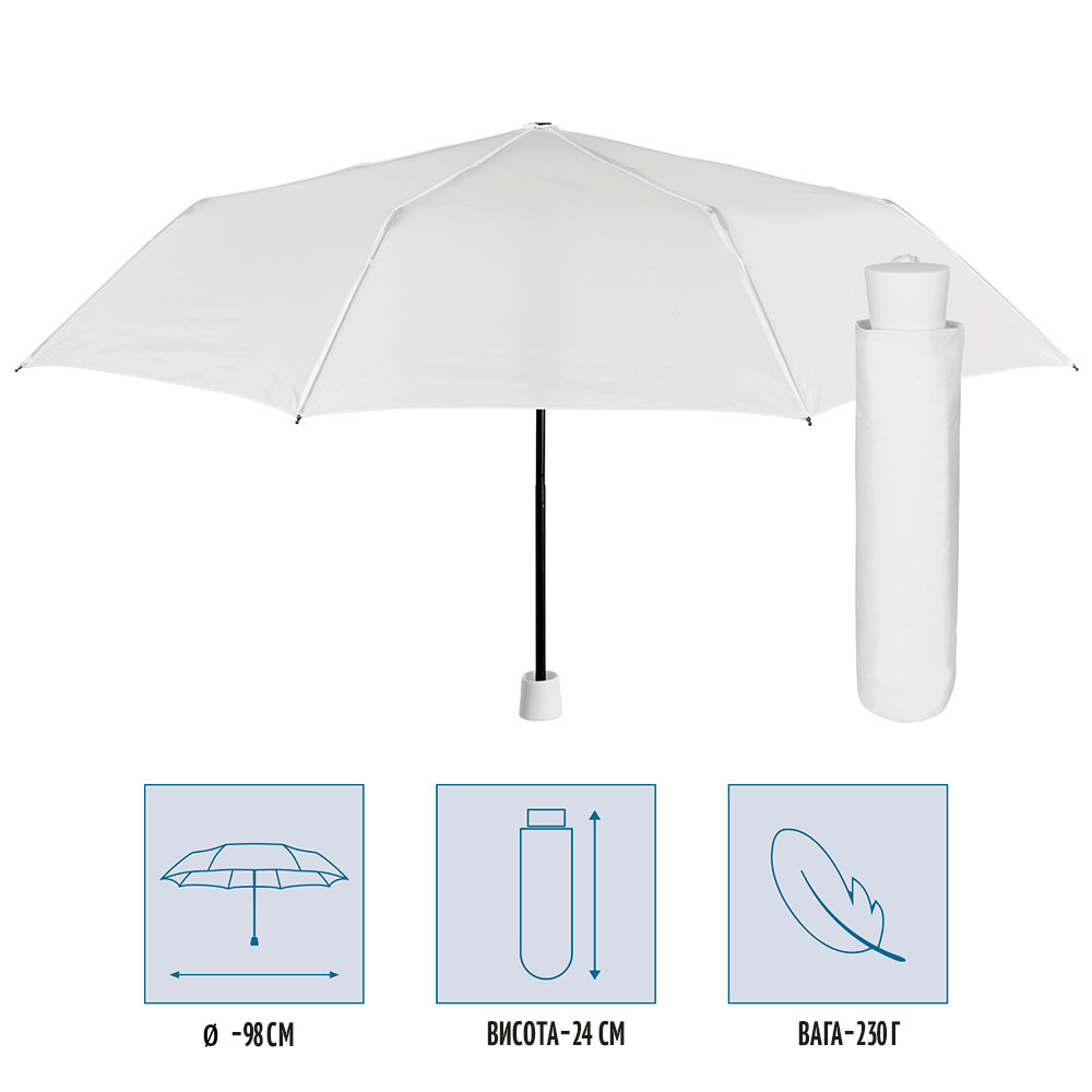Зонтик Perletti Ombrelli складной механический белый (96005-04) - фото 4