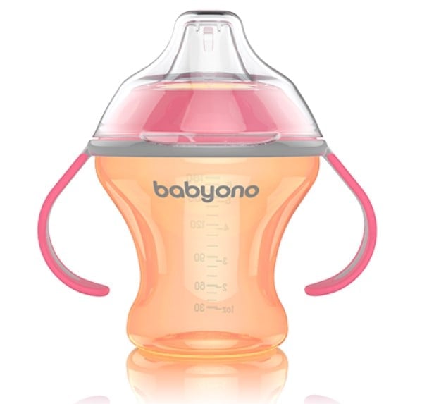Чашка-непроливайка BabyOno Natural Nursing с мягким носиком, 180 мл, оранжевый (1456) - фото 1