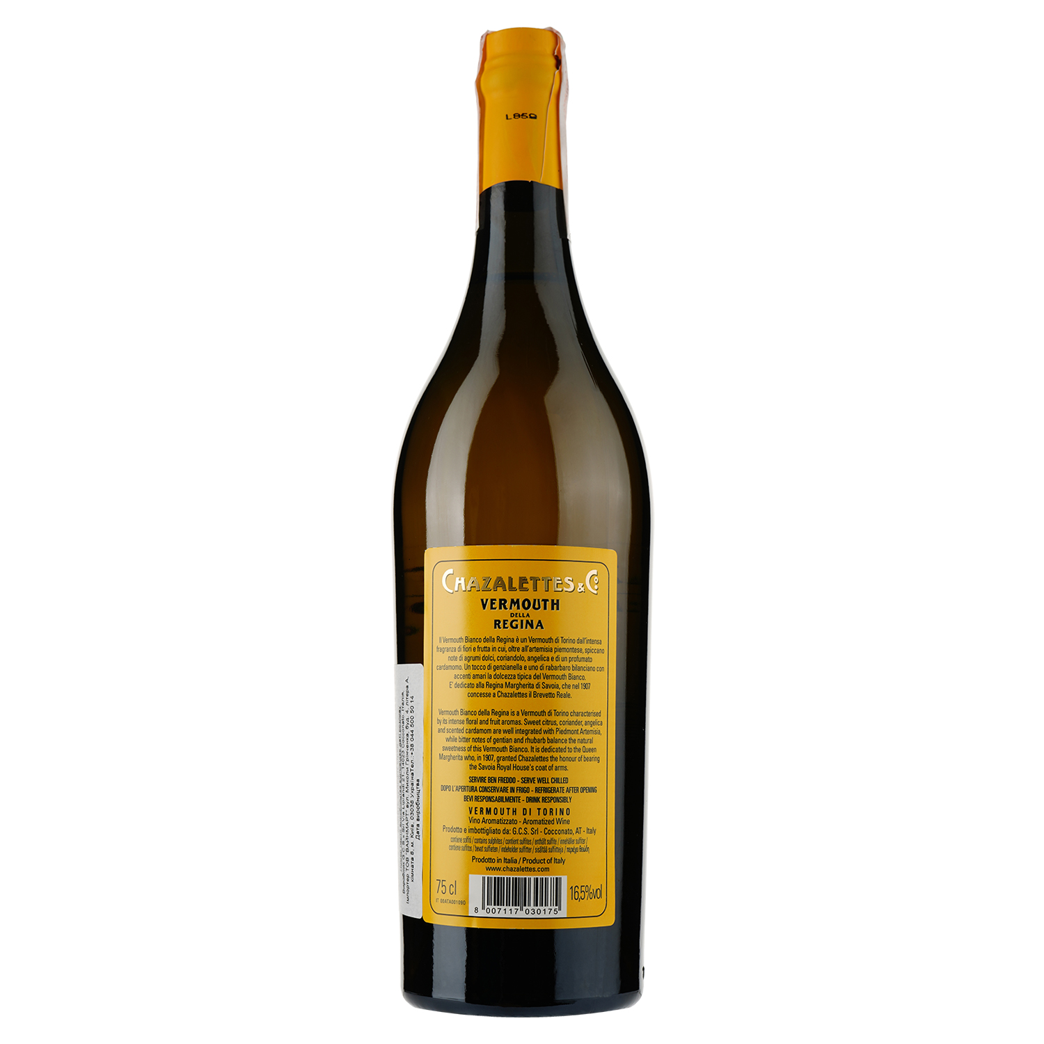 Вермут Cantine Bava Vermouth Chazalettes Bianco della Regina, білий, солодкий, 16,5%, 0,75 л - фото 2
