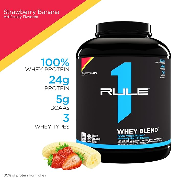 Протеїн Rule 1 R1 Whey Blend Полуниця-банан 2240 г - фото 2