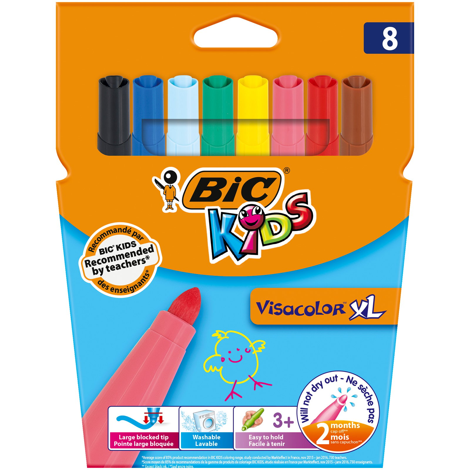 Фломастери BIC Kids Visacolor XL, 8 кольорів (8290062) - фото 1