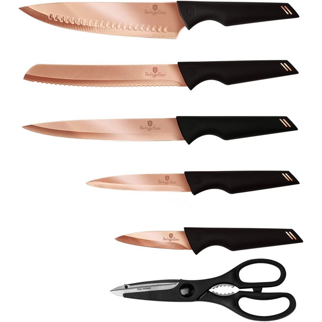 Набір ножів Berlinger Haus Black Rose Collection, чорний з рожевим золотом (BH 2651) - фото 2