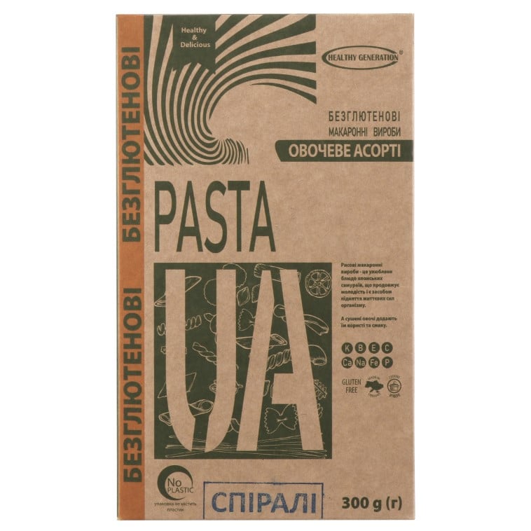 Безглютеновые макаронные изделия Healthy Generation PastaUA Овощное ассорти, 300 г (774511) - фото 1