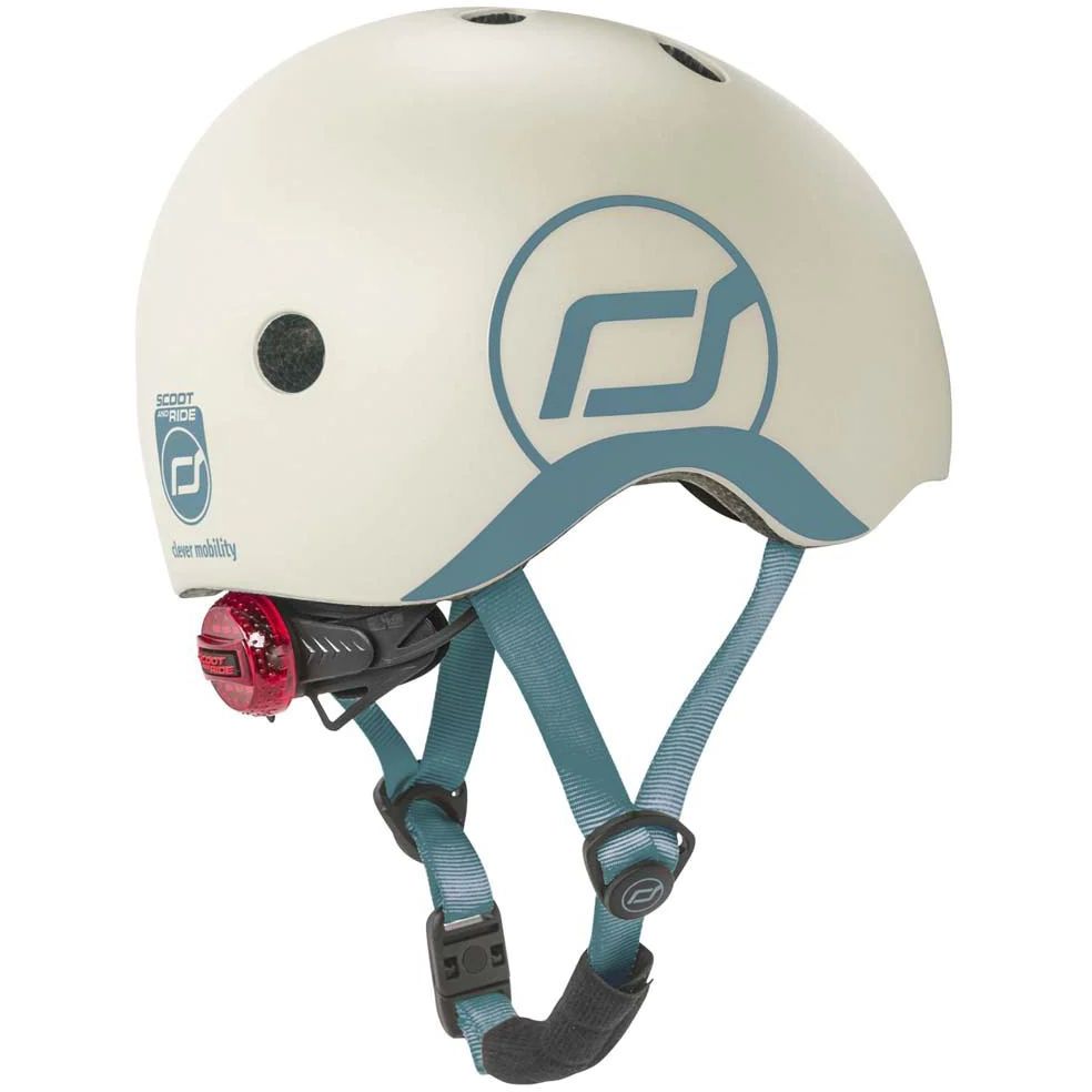 Шлем защитный детский Scoot and Ride с фонариком 45-51 см светло-серый (SR-181206-ASH) - фото 4