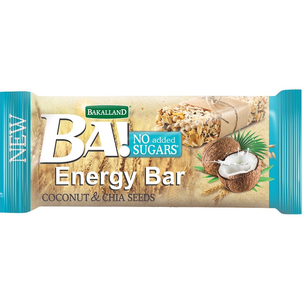 Злаковый батончик Bakalland Ba! Energy Bar Coconut & Chia Seeds без сахара 30 г - фото 1