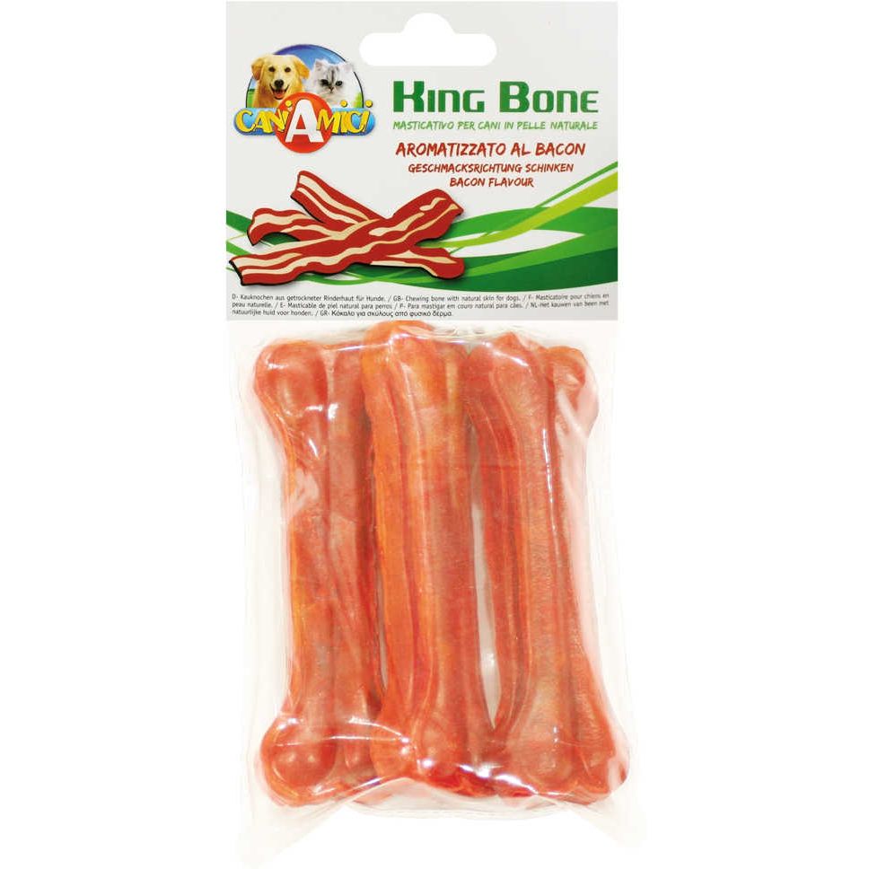 Лакомство для собак Croci King Bone Bacon кость 13 см 180 г (3 шт. х 60 г) - фото 1