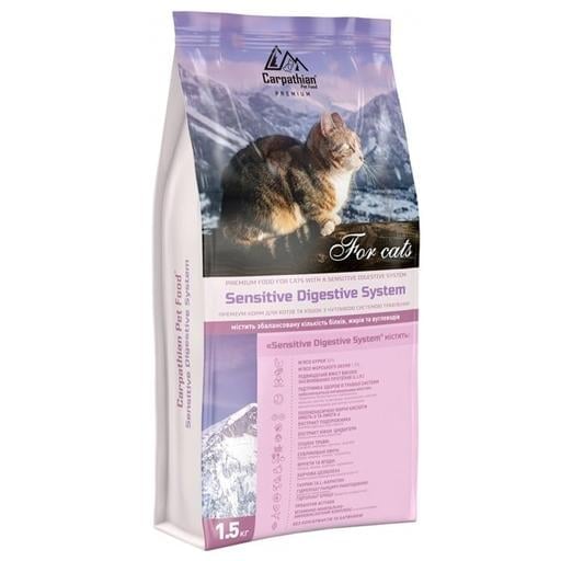 Сухий корм для котів з чутливою системою травлення Carpathian Pet Food Sensitive Digestive System з куркою та морським окунем, 1,5 кг - фото 1