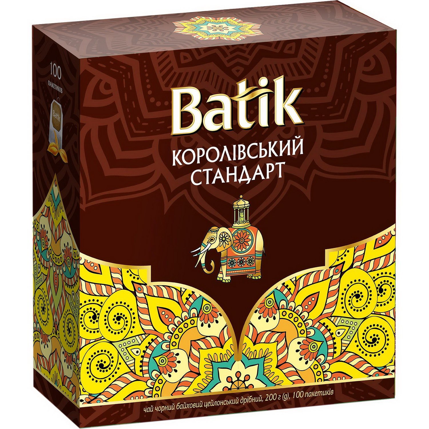 Чай чорний Batik Королівський стандарт байховий, цейлонський, дрібний, 100 шт. - фото 1