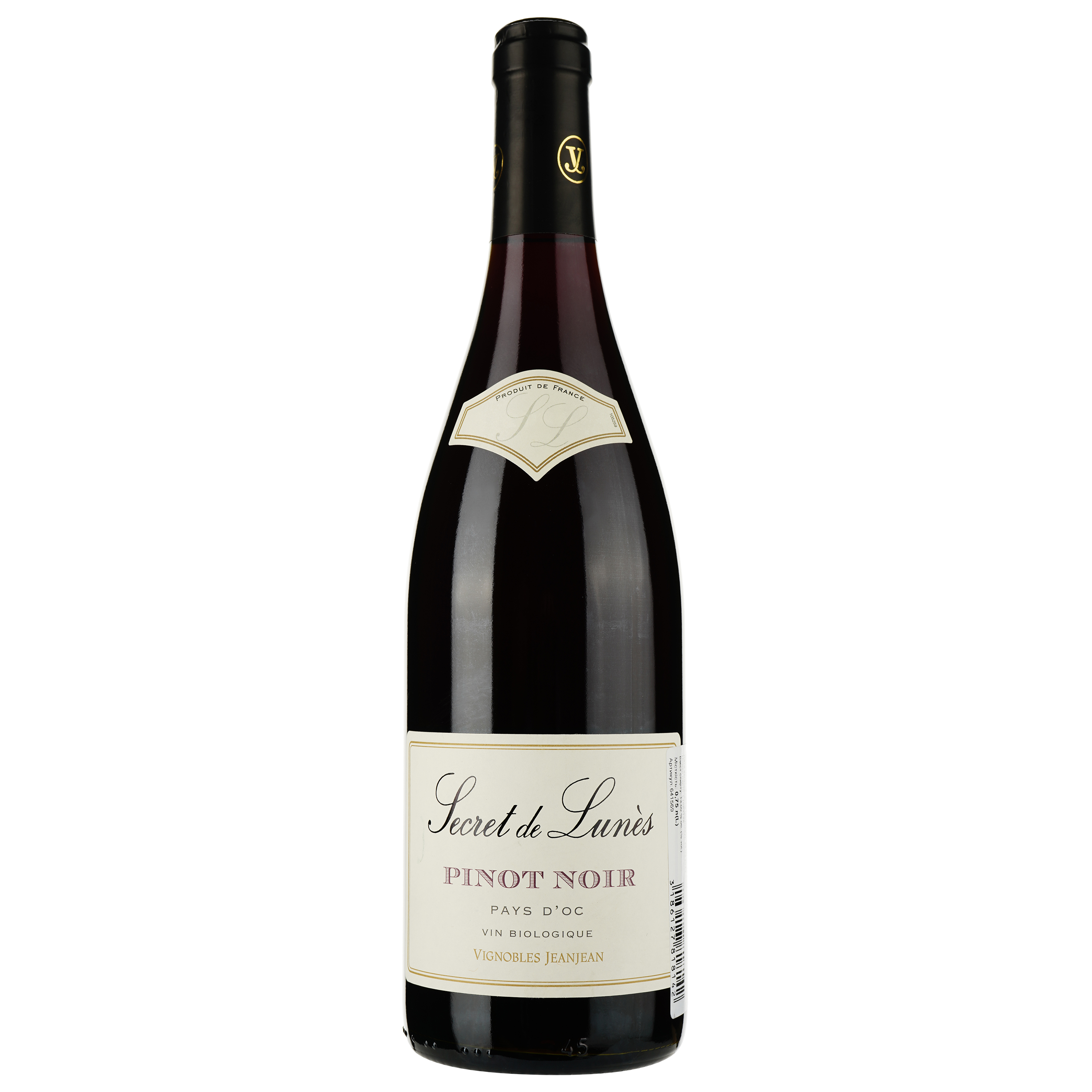 Вино Vignobles Jeanjean Vin De Pays D'oc Secret de Lunes Pinot Noir Bio 2022 красное сухое 0.75 л - фото 1