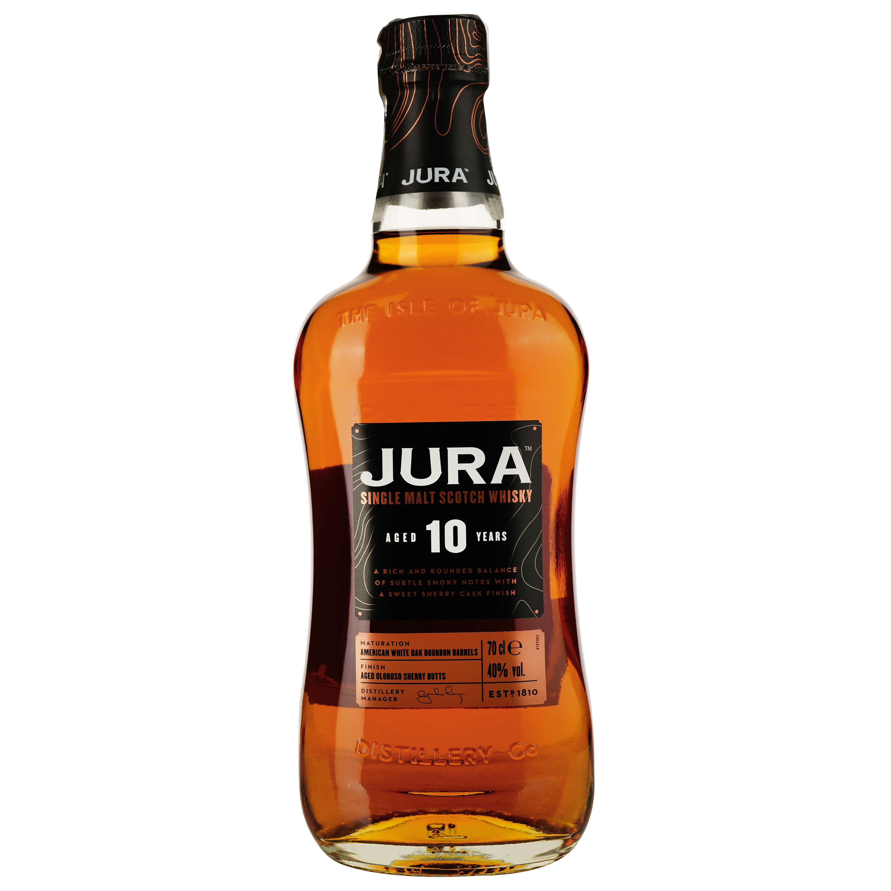 Набор: Виски Isle of Jura 10 yo Single Malt Scotch Whisky, 40%, 0,7 л, в подарочной упаковке + фляга - фото 2